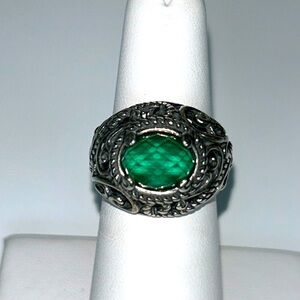 NWOT Carolyn Pollack Designer Sterling Silver Malachite Gemstone Doublet Ring